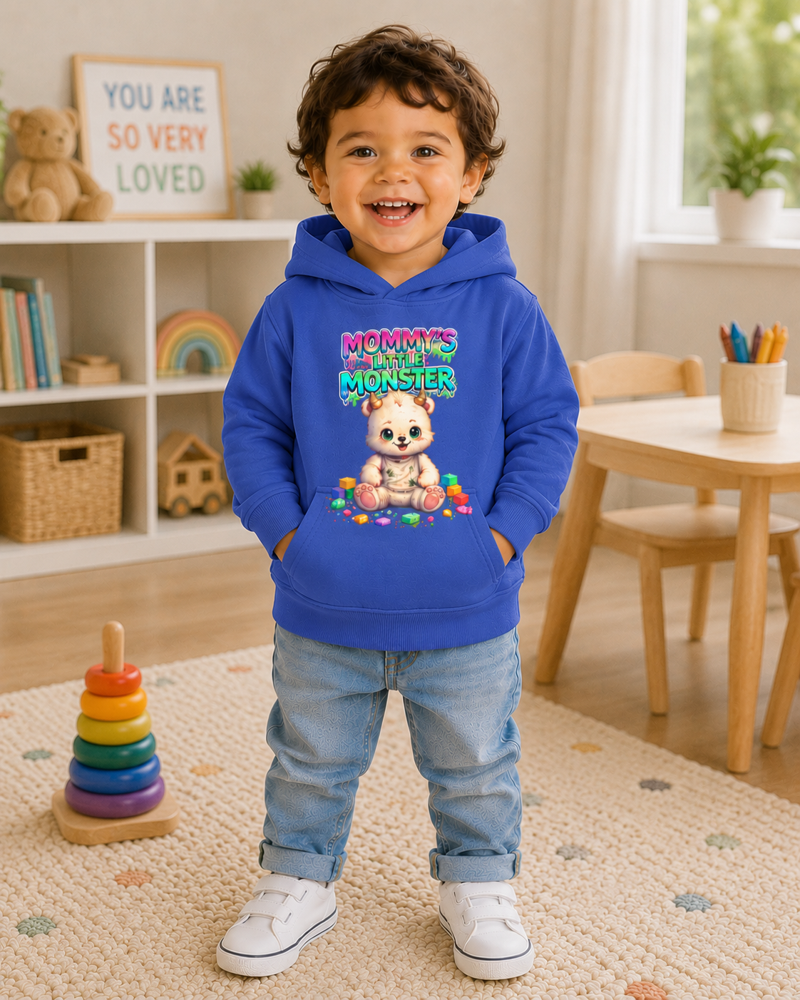 Mommy's Little Monster Toddler Hoodie, Bear Graphic Hoodie, Toddler Sweatshirt, Cute Kids Hoodie, Baby Shower Gift