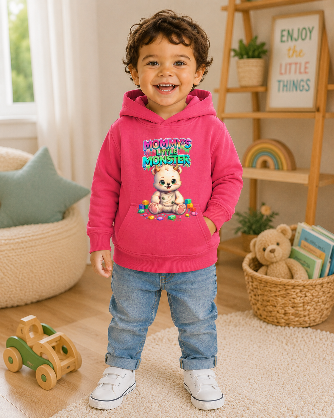 Mommy's Little Monster Toddler Hoodie, Bear Graphic Hoodie, Toddler Sweatshirt, Cute Kids Hoodie, Baby Shower Gift