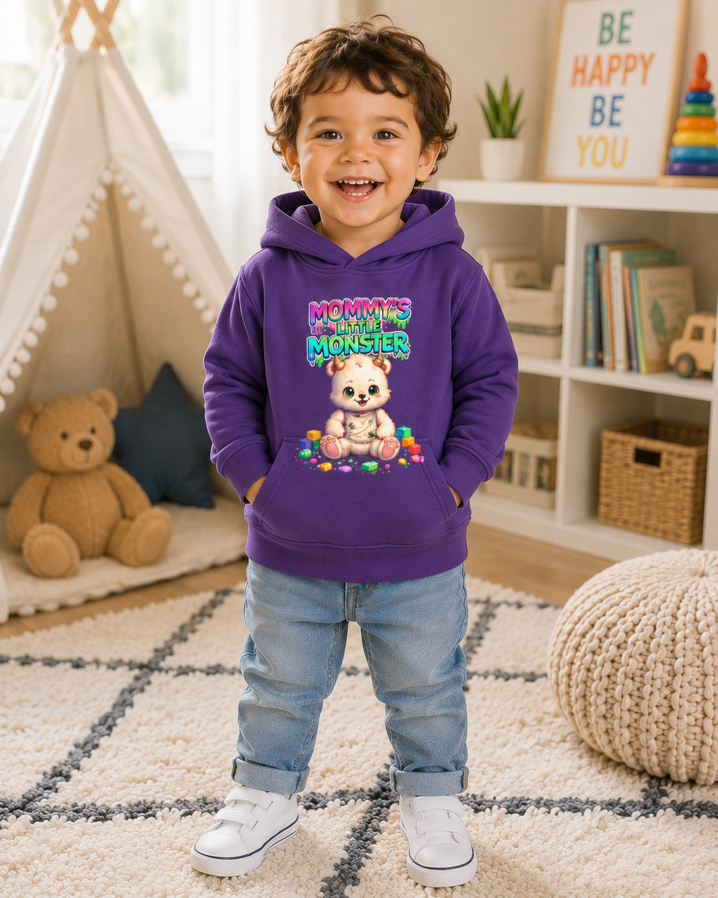 Mommy's Little Monster Toddler Hoodie, Bear Graphic Hoodie, Toddler Sweatshirt, Cute Kids Hoodie, Baby Shower Gift