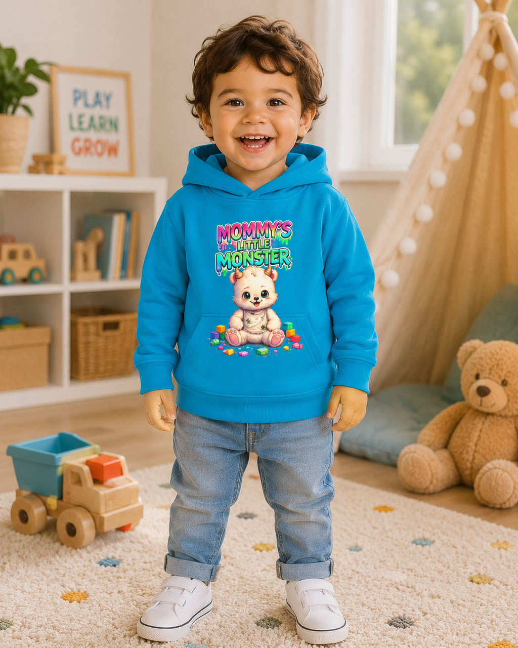 Mommy's Little Monster Toddler Hoodie, Bear Graphic Hoodie, Toddler Sweatshirt, Cute Kids Hoodie, Baby Shower Gift