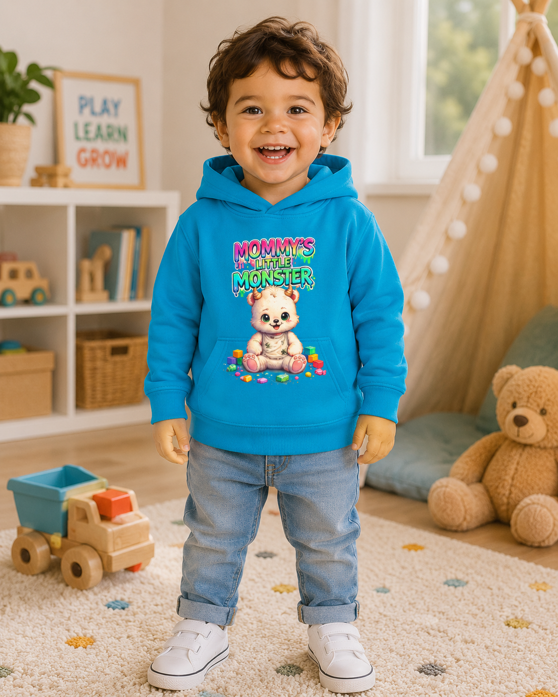 Mommy's Little Monster Toddler Hoodie, Bear Graphic Hoodie, Toddler Sweatshirt, Cute Kids Hoodie, Baby Shower Gift