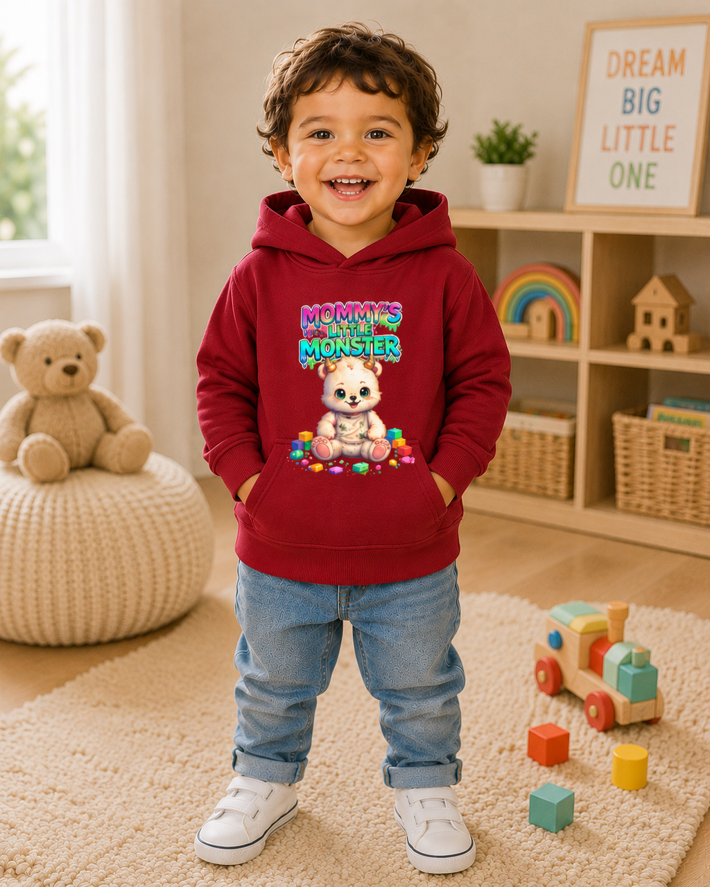 Mommy's Little Monster Toddler Hoodie, Bear Graphic Hoodie, Toddler Sweatshirt, Cute Kids Hoodie, Baby Shower Gift