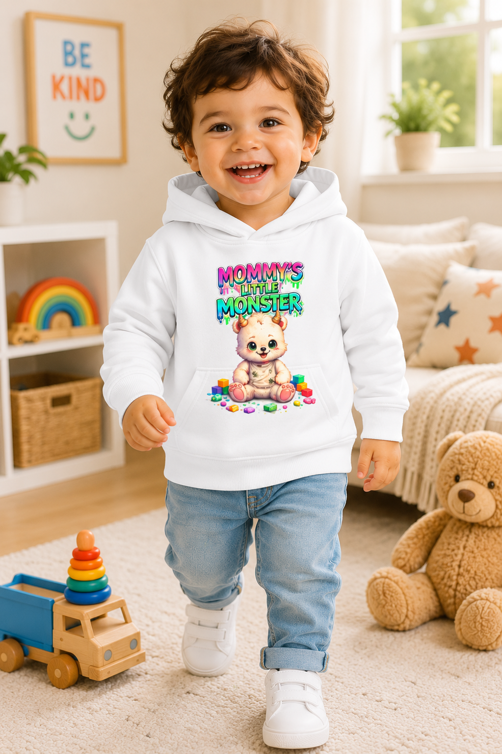 Mommy's Little Monster Toddler Hoodie, Bear Graphic Hoodie, Toddler Sweatshirt, Cute Kids Hoodie, Baby Shower Gift