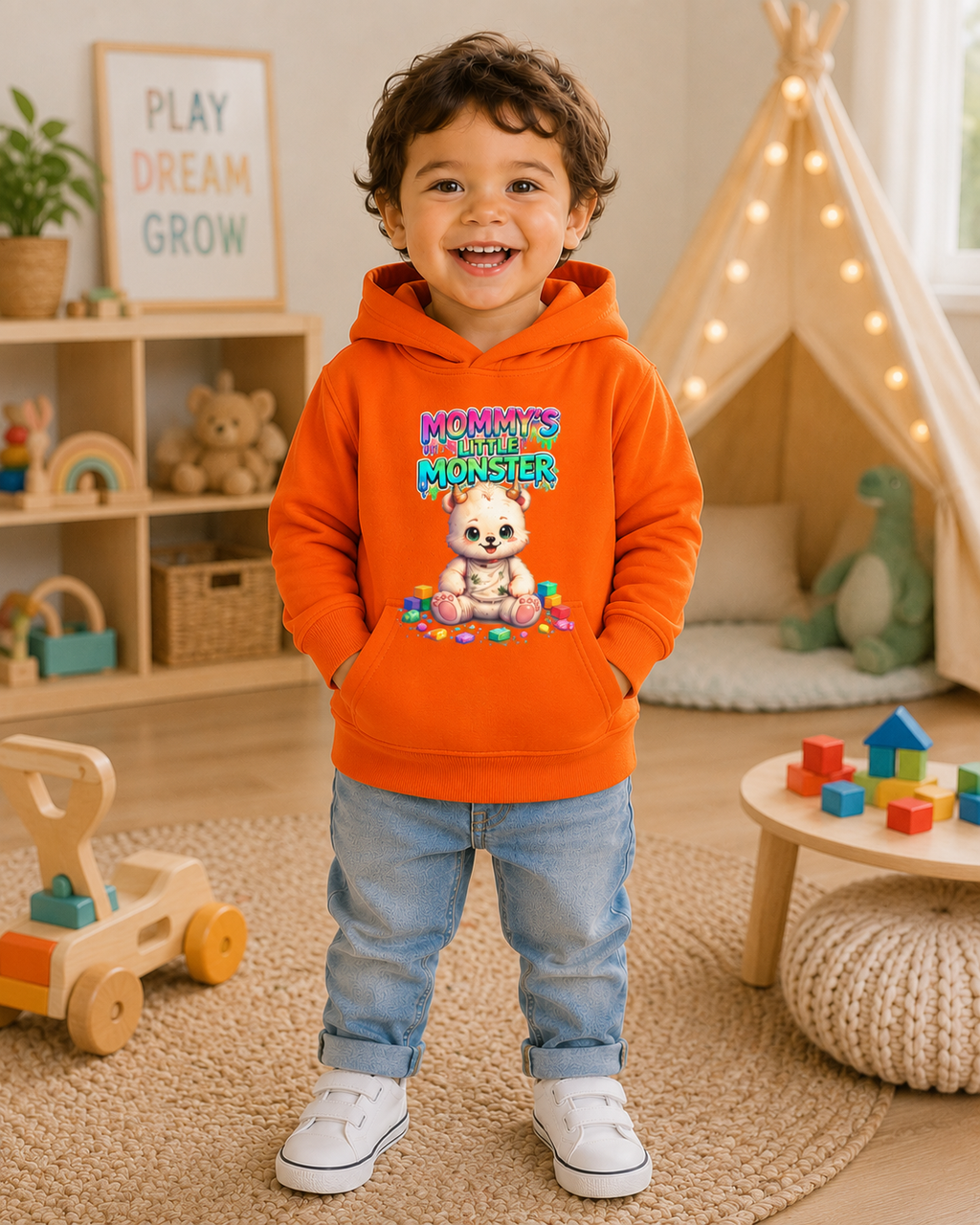 Mommy's Little Monster Toddler Hoodie, Bear Graphic Hoodie, Toddler Sweatshirt, Cute Kids Hoodie, Baby Shower Gift