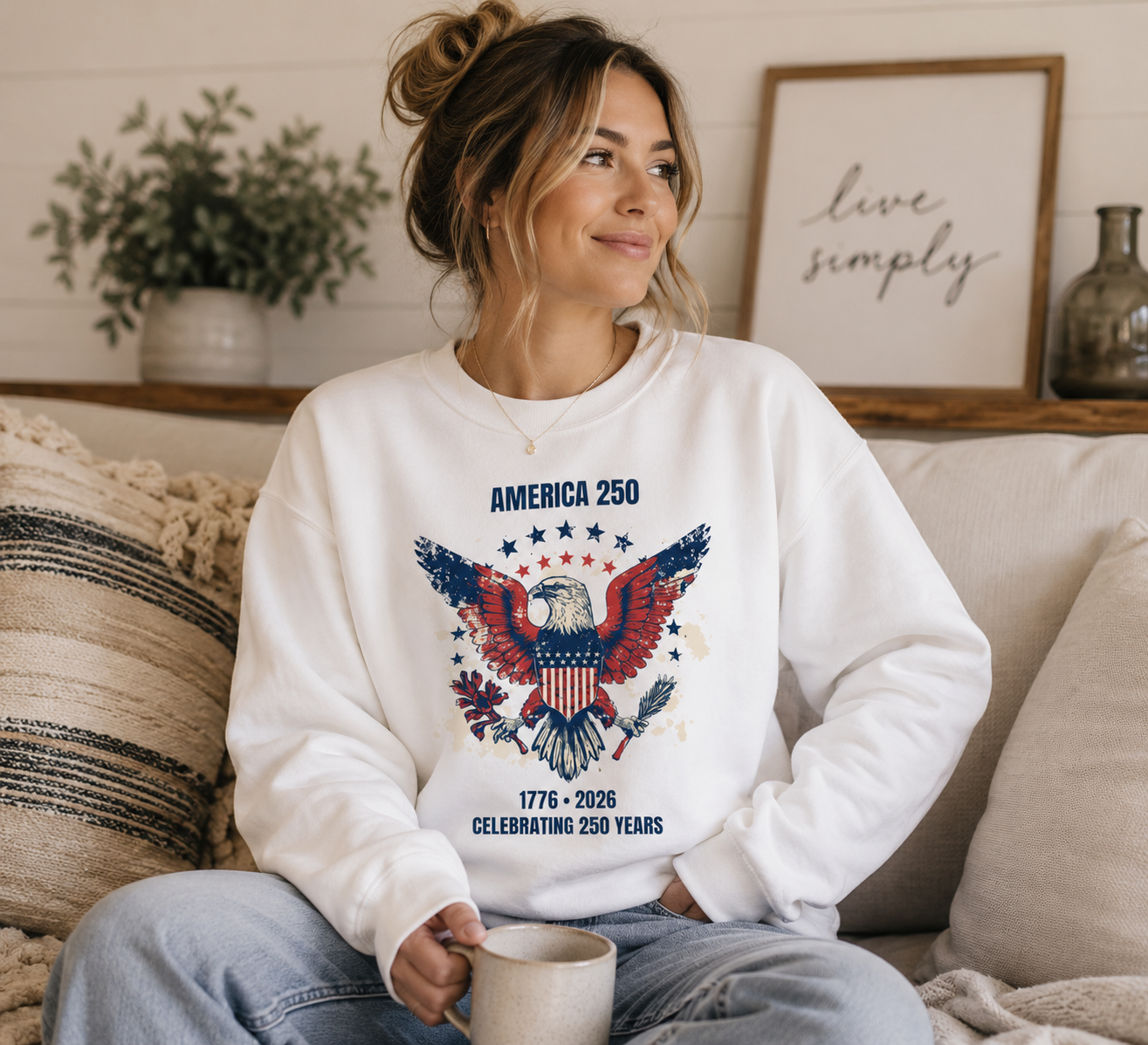 America 250 Sweatshirt, Patriotic Eagle Crewneck, 1776 2026 Anniversary Sweatshirt, 250 Years of Freedom Gift