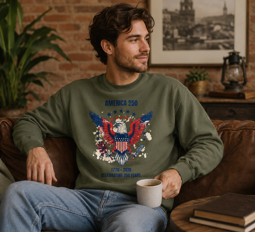 America 250 Sweatshirt, Patriotic Eagle Crewneck, 1776 2026 Anniversary Sweatshirt, 250 Years of Freedom Gift
