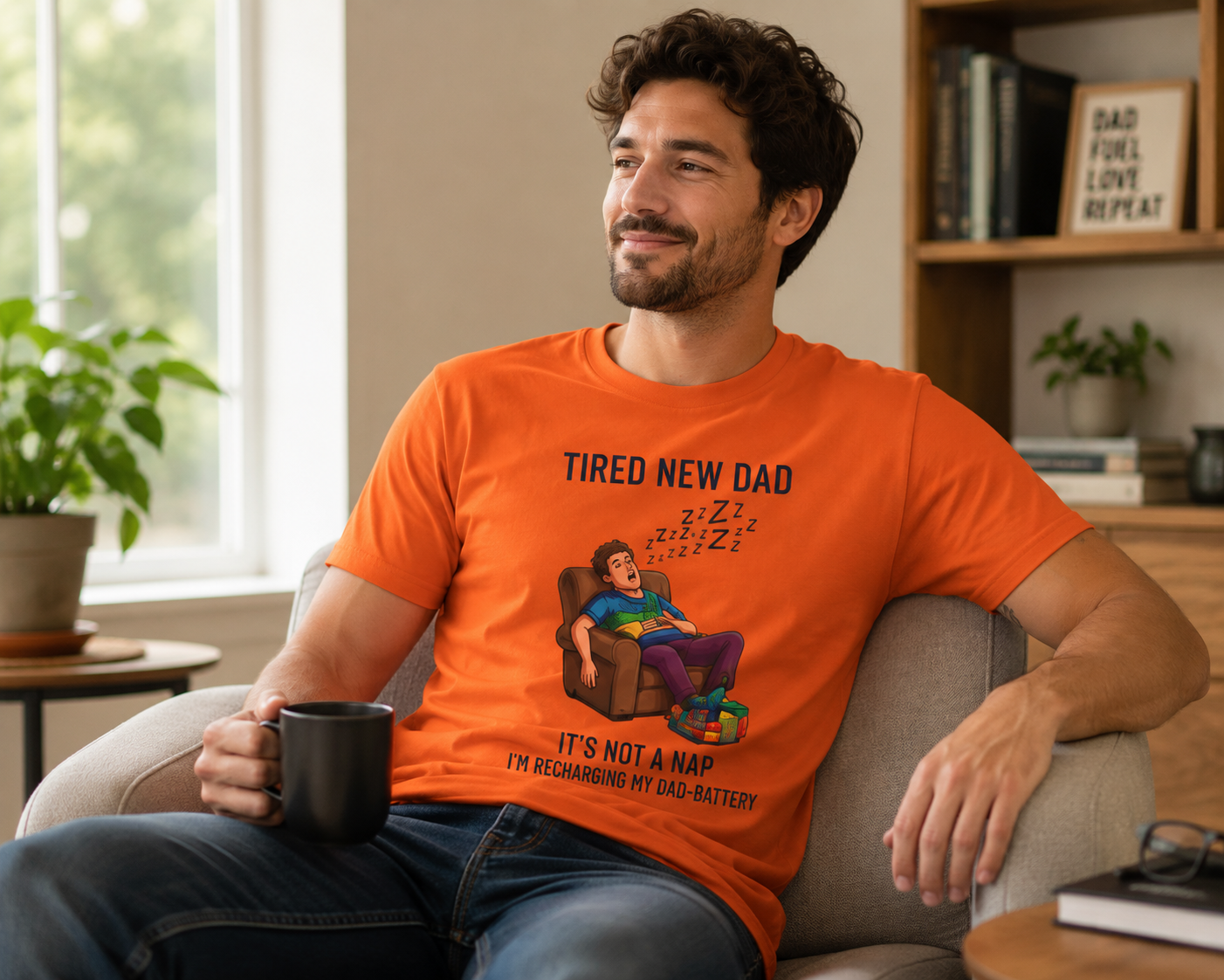 Funny New Dad Shirt, Tired New Dad Tee, First Father's Day Gift, New Father Gift, Dad Battery Graphic T-Shirt, Daddy Tee