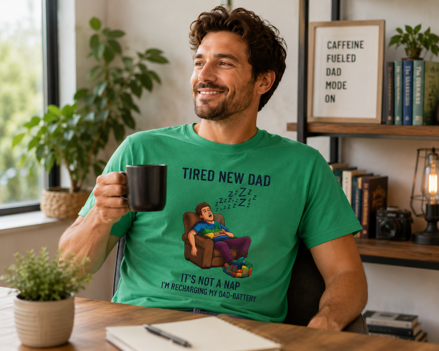 Funny New Dad Shirt, Tired New Dad Tee, First Father's Day Gift, New Father Gift, Dad Battery Graphic T-Shirt, Daddy Tee