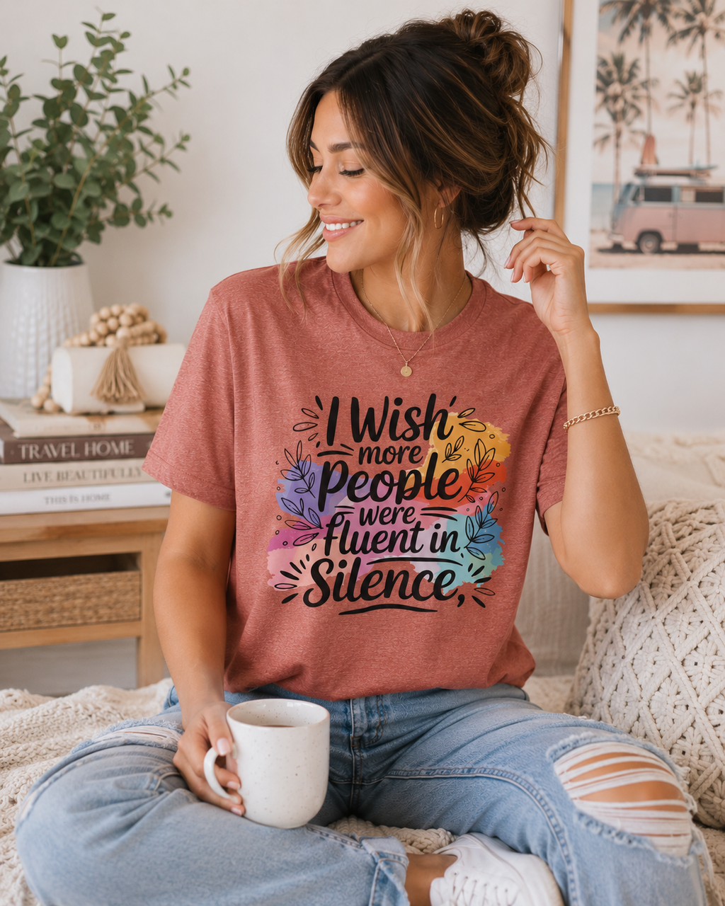 Funny Graphic Tee for Women, Colorful Floral Shirt, Cute Casual T Shirt, Trendy Everyday Tee, Gift for Her