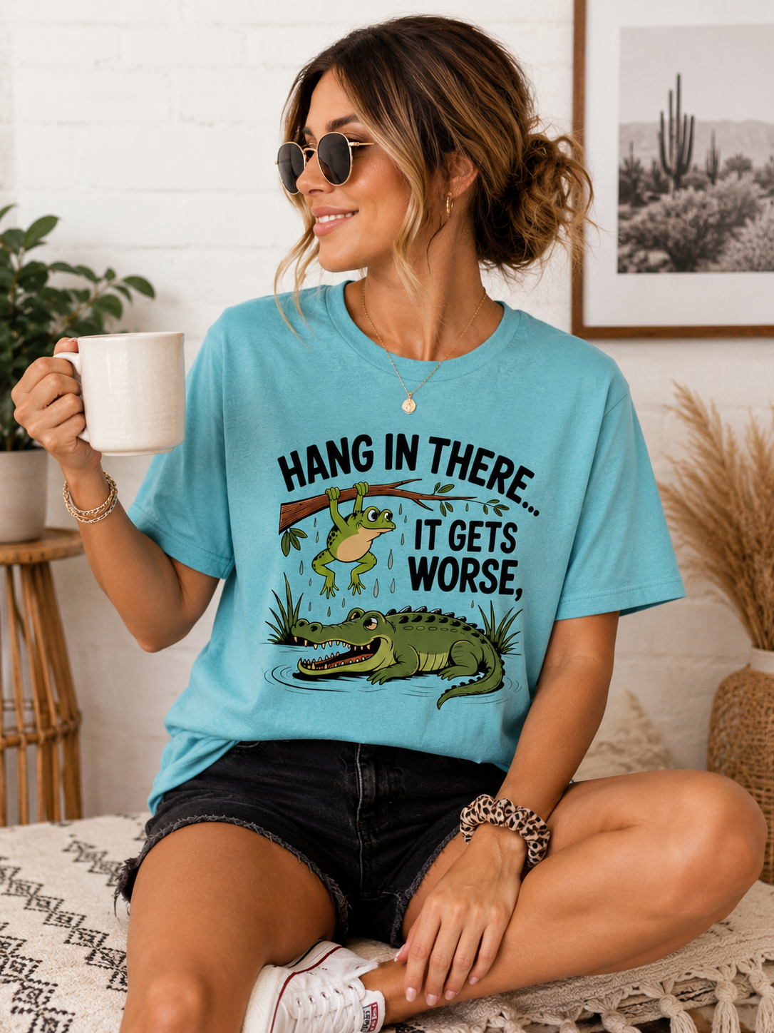 Funny Frog Shirt, Alligator Graphic Tee, Funny Animal T Shirt, Cute Casual Tee for Women, Sarcastic Graphic Shirt