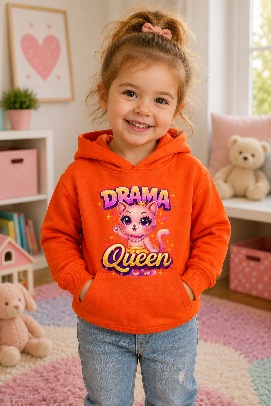 Toddler Girl Hoodie, Girls Hooded Sweatshirt, Funny Toddler Sweatshirt, Kids Pullover, Birthday Girl Gift, Drama Queen Hoodie