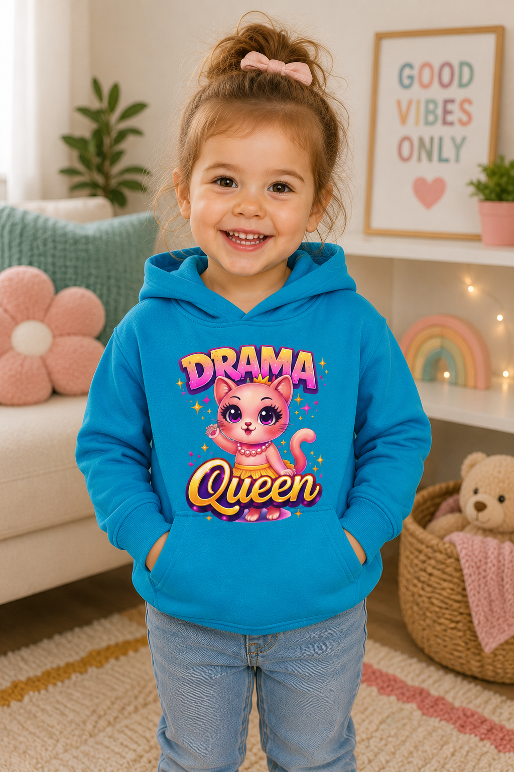 Toddler Girl Hoodie, Girls Hooded Sweatshirt, Funny Toddler Sweatshirt, Kids Pullover, Birthday Girl Gift, Drama Queen Hoodie