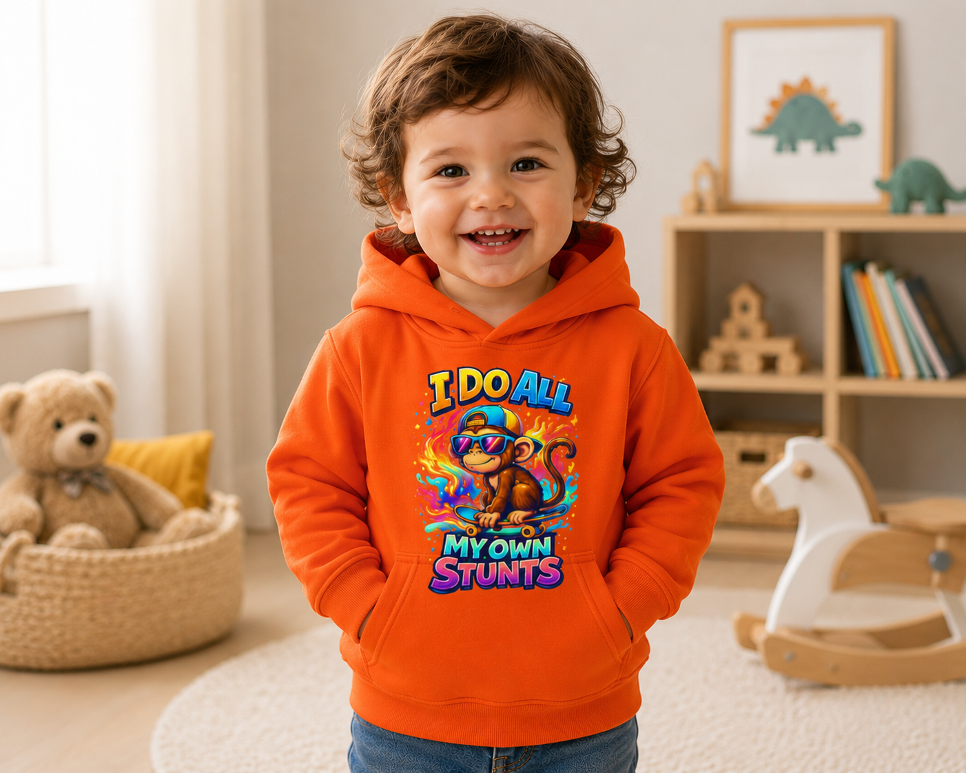 Toddler Hoodie, Funny Monkey Sweatshirt, Cute Animal Graphic Hoodie, Skateboard Kids Pullover, Boy Girl Birthday Gift