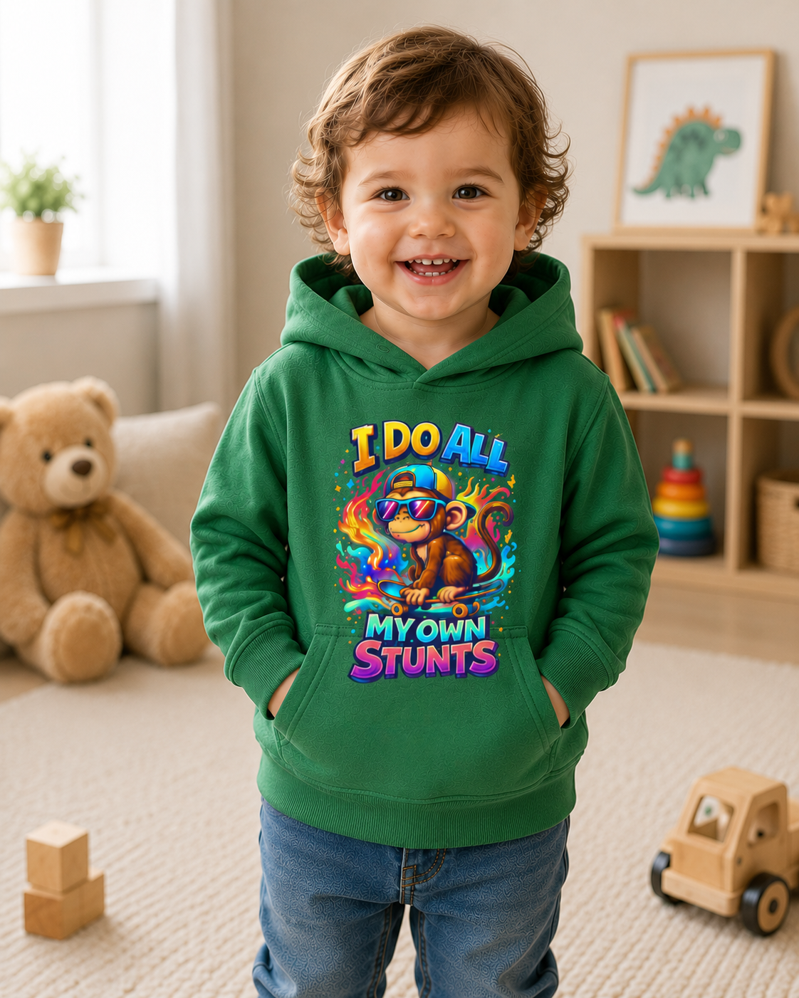Toddler Hoodie, Funny Monkey Sweatshirt, Cute Animal Graphic Hoodie, Skateboard Kids Pullover, Boy Girl Birthday Gift