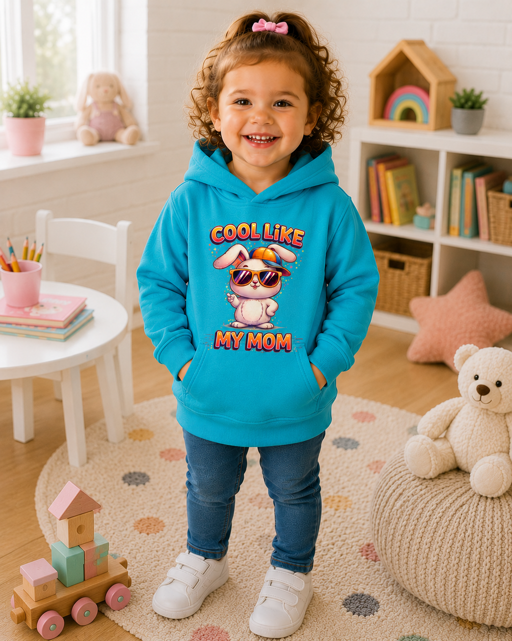 Toddler Bunny Hoodie, Cute Rabbit Sweatshirt, Girls Hooded Pullover, Kids Graphic Hoodie, Gift for Toddler