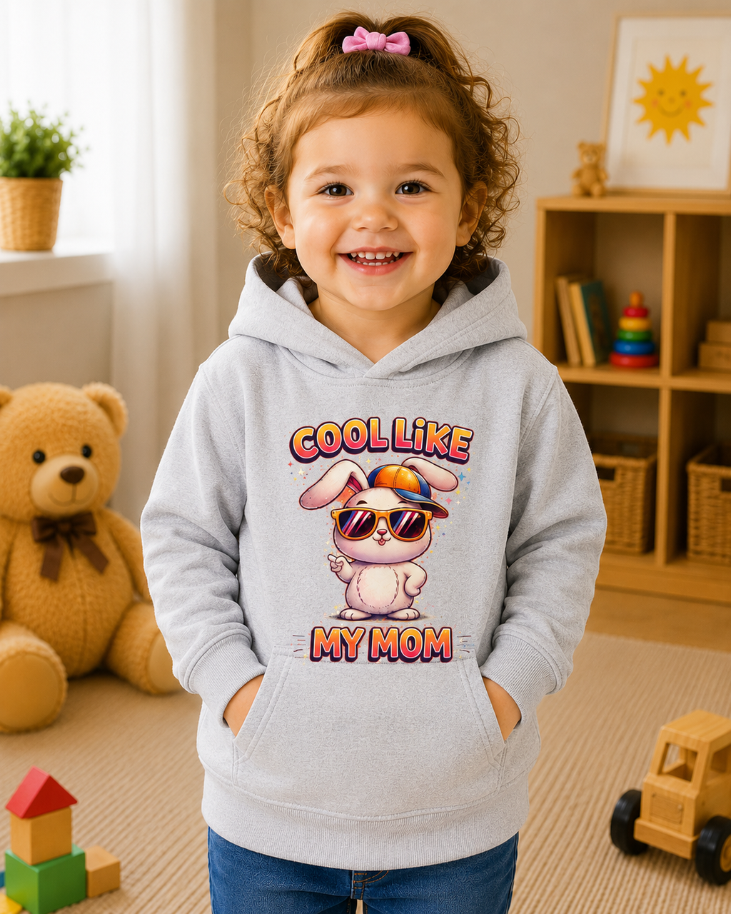 Toddler Bunny Hoodie, Cute Rabbit Sweatshirt, Girls Hooded Pullover, Kids Graphic Hoodie, Gift for Toddler