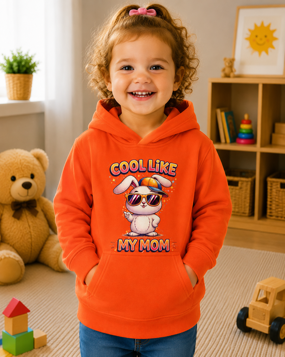 Toddler Bunny Hoodie, Cute Rabbit Sweatshirt, Girls Hooded Pullover, Kids Graphic Hoodie, Gift for Toddler