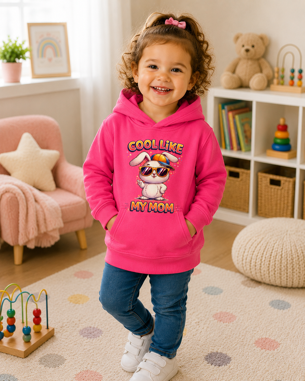 Toddler Bunny Hoodie, Cute Rabbit Sweatshirt, Girls Hooded Pullover, Kids Graphic Hoodie, Gift for Toddler