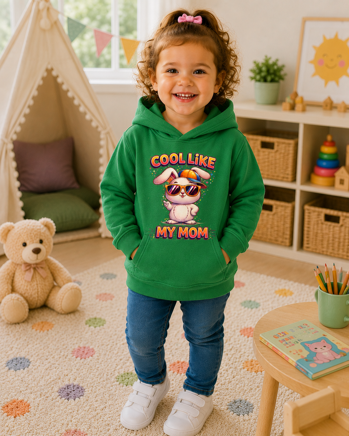 Toddler Bunny Hoodie, Cute Rabbit Sweatshirt, Girls Hooded Pullover, Kids Graphic Hoodie, Gift for Toddler