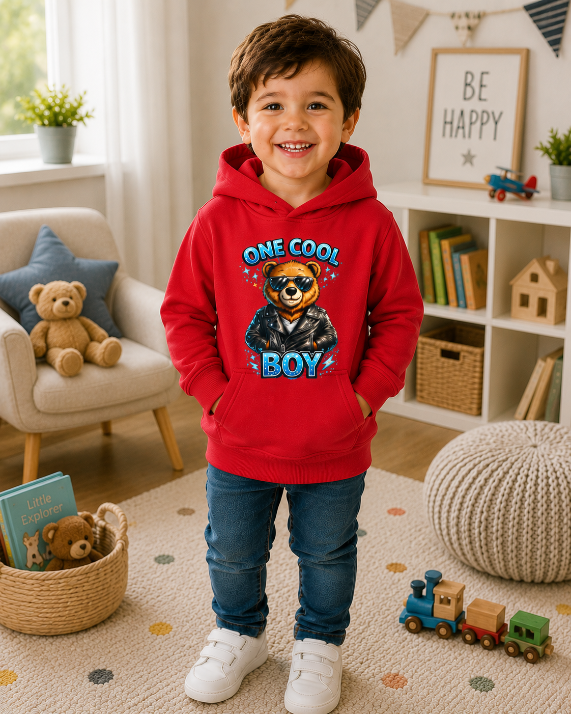 Toddler Bear Hoodie, Cute Animal Sweatshirt, Boys Hooded Pullover, Kids Graphic Hoodie, Birthday Gift for Toddler Boy