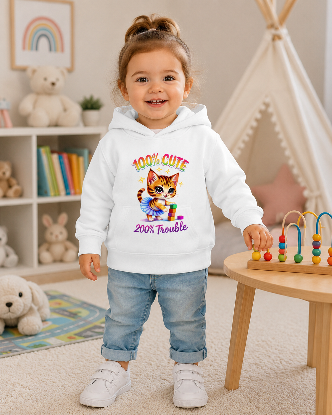 Toddler Hoodie, Cat Graphic Hooded Sweatshirt, Toddler Girl Hoodie, Toddler Boy Hoodie, Kids Pullover Gift