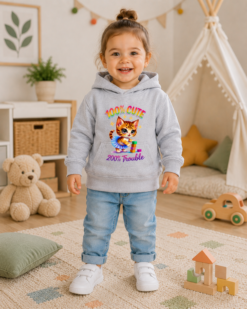 Toddler Hoodie, Cat Graphic Hooded Sweatshirt, Toddler Girl Hoodie, Toddler Boy Hoodie, Kids Pullover Gift