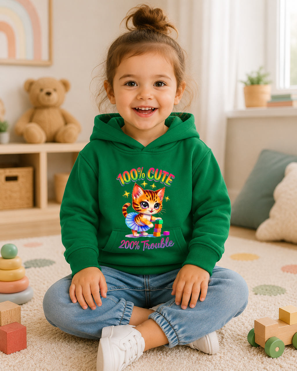 Toddler Hoodie, Cat Graphic Hooded Sweatshirt, Toddler Girl Hoodie, Toddler Boy Hoodie, Kids Pullover Gift