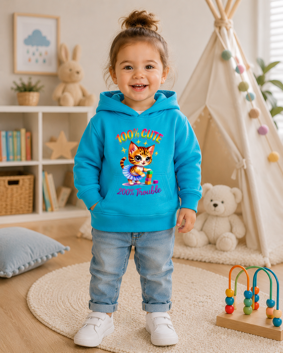 Toddler Hoodie, Cat Graphic Hooded Sweatshirt, Toddler Girl Hoodie, Toddler Boy Hoodie, Kids Pullover Gift
