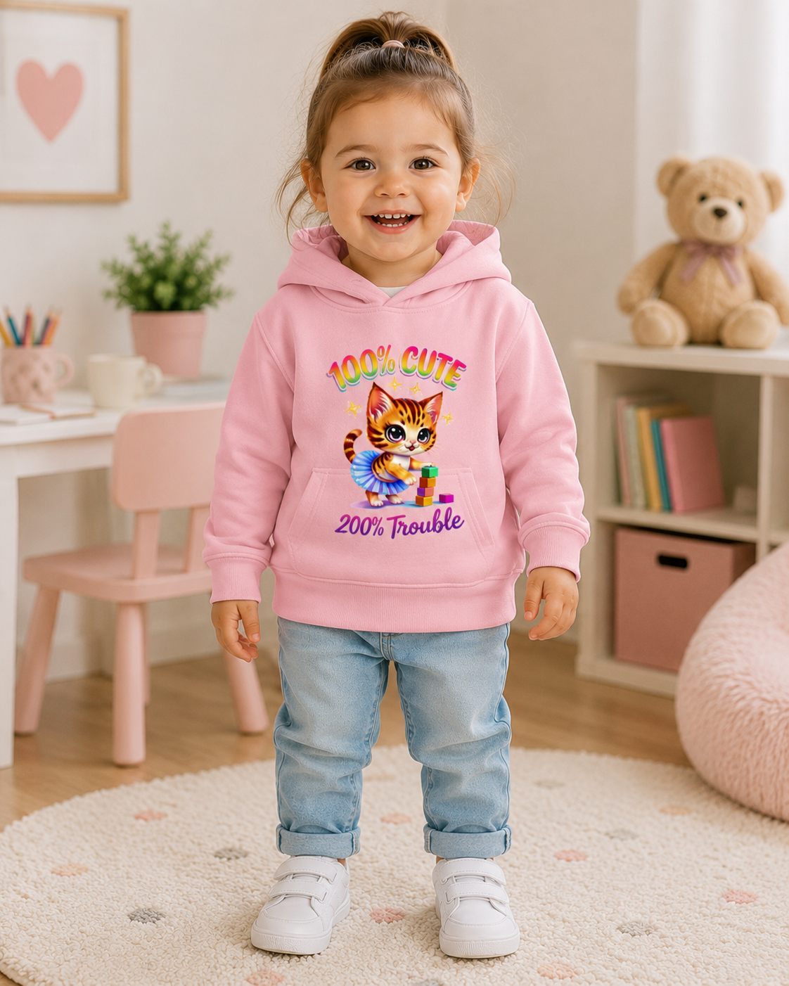 Toddler Hoodie, Cat Graphic Hooded Sweatshirt, Toddler Girl Hoodie, Toddler Boy Hoodie, Kids Pullover Gift