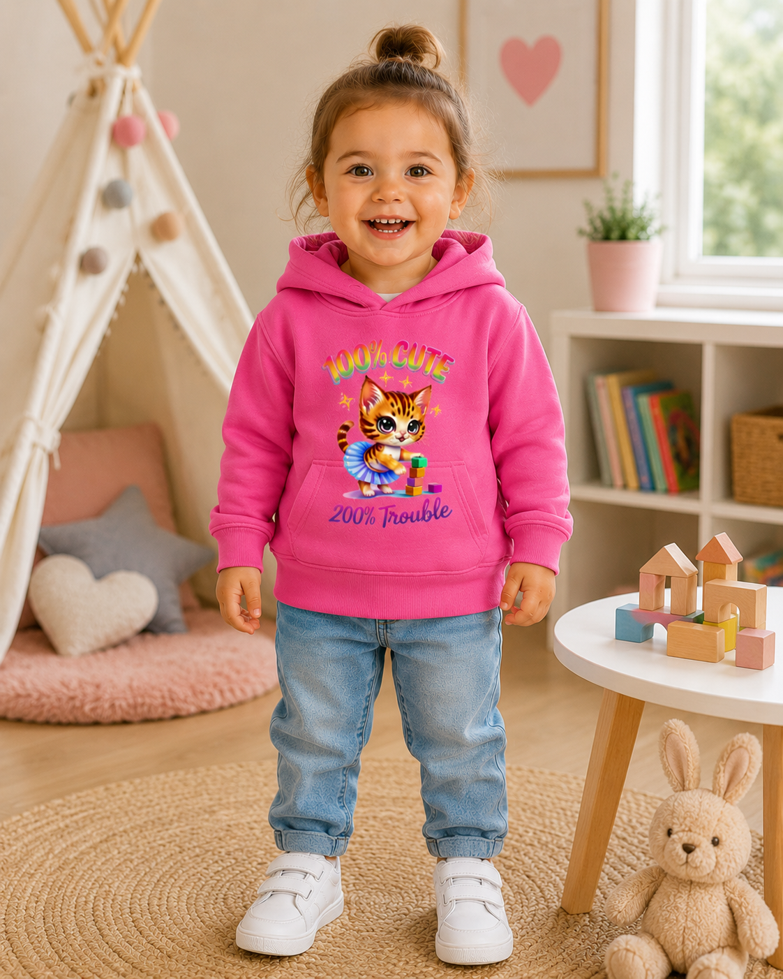 Toddler Hoodie, Cat Graphic Hooded Sweatshirt, Toddler Girl Hoodie, Toddler Boy Hoodie, Kids Pullover Gift