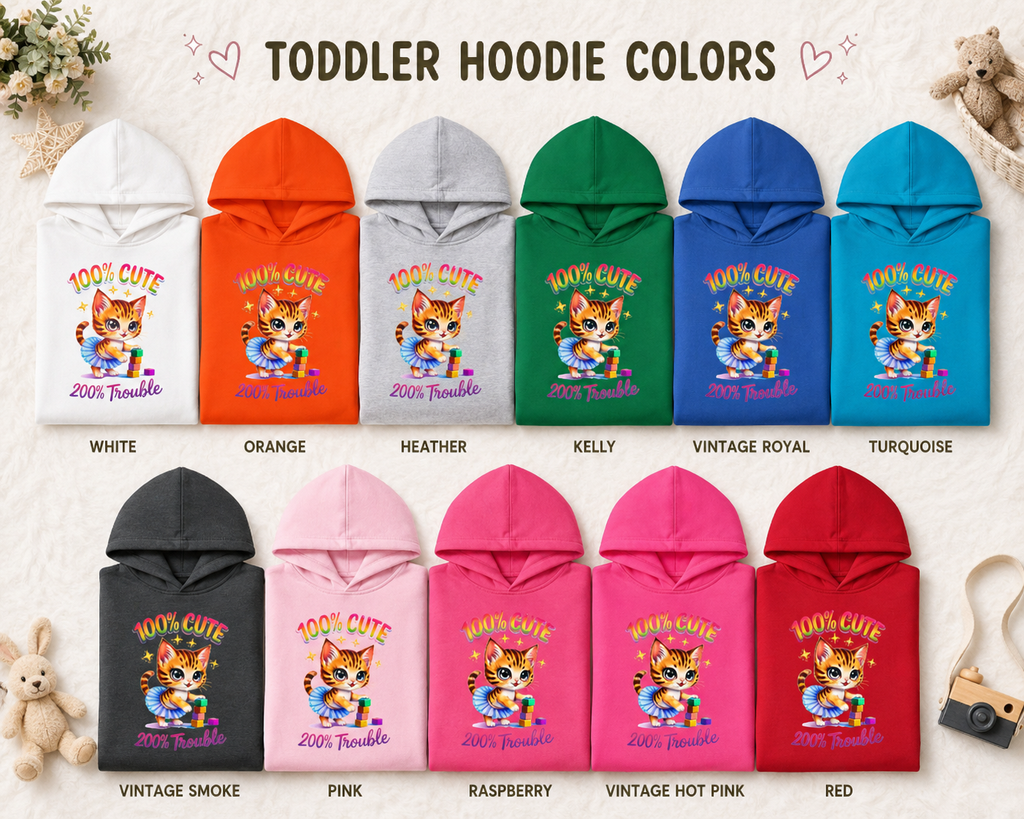 Toddler Hoodie, Cat Graphic Hooded Sweatshirt, Toddler Girl Hoodie, Toddler Boy Hoodie, Kids Pullover Gift