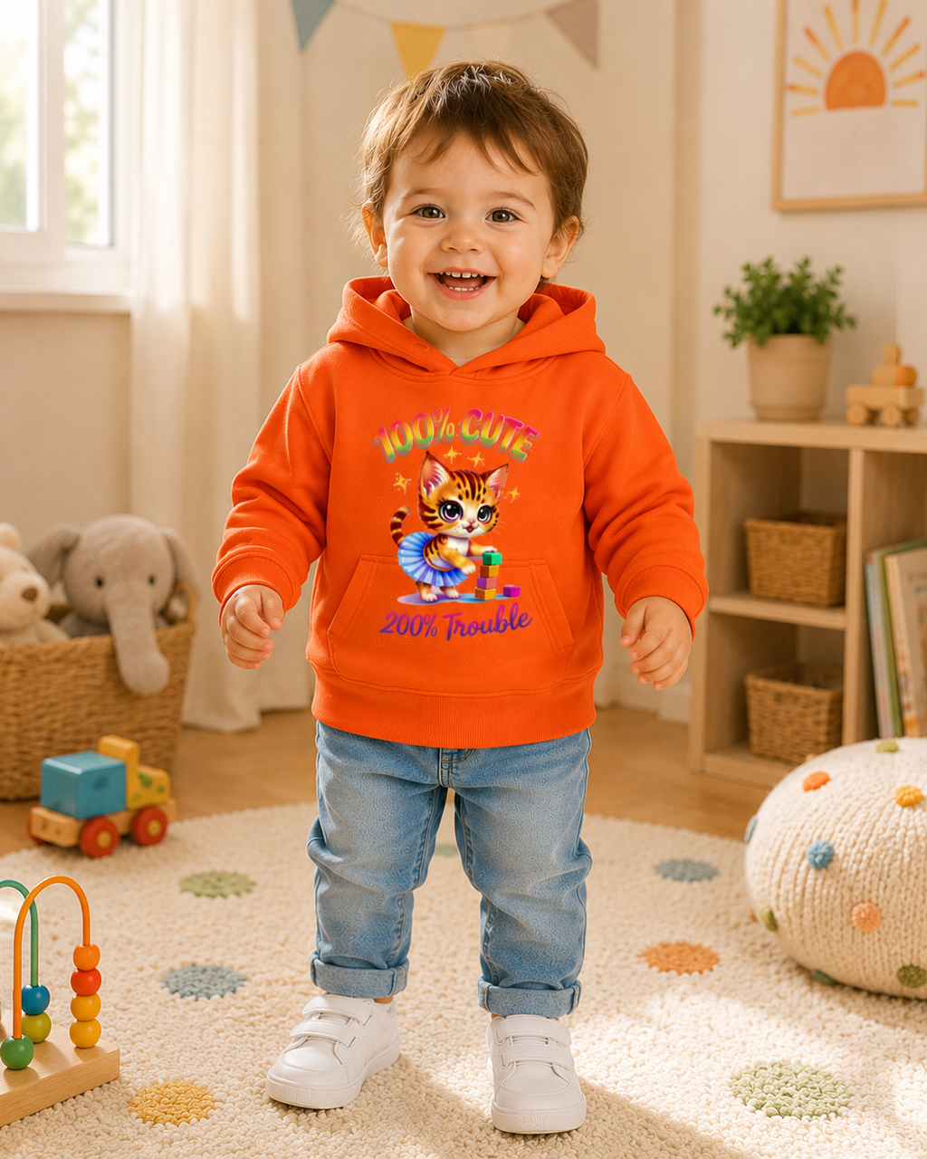 Toddler Hoodie, Cat Graphic Hooded Sweatshirt, Toddler Girl Hoodie, Toddler Boy Hoodie, Kids Pullover Gift