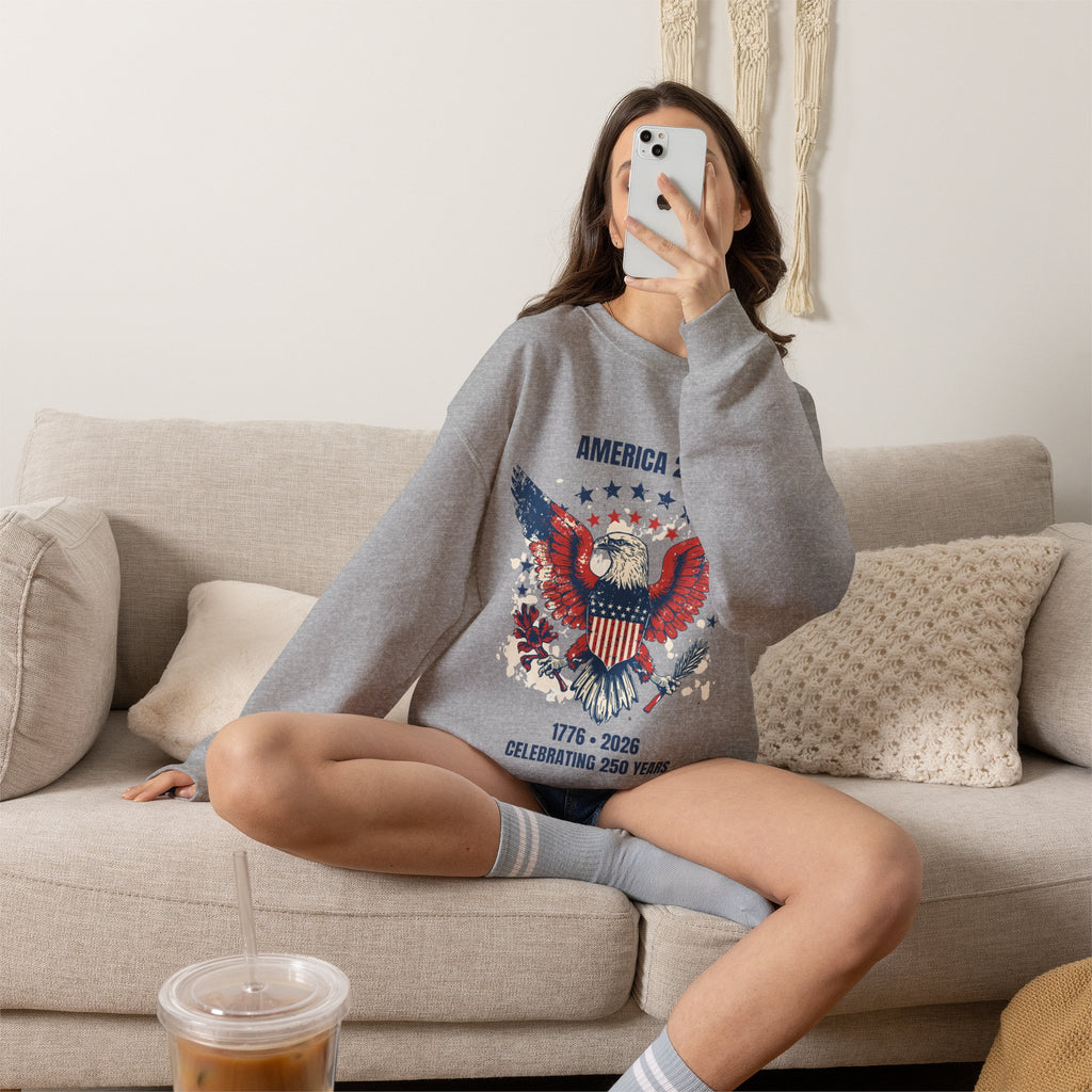 America 250 Sweatshirt, Patriotic Eagle Crewneck, 1776 2026 Anniversary Sweatshirt, 250 Years of Freedom Gift